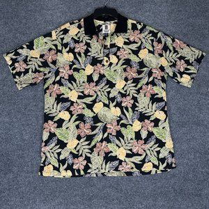 Tori Richard Polo Hawaiian Shirt Mens Large Floral Short Sleeve Pocket VTG Adult